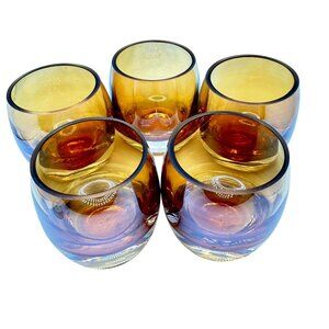 Mikasa Set Of 5 Home Accents Solaris Amber Votive Candle Holders With Heavy Base